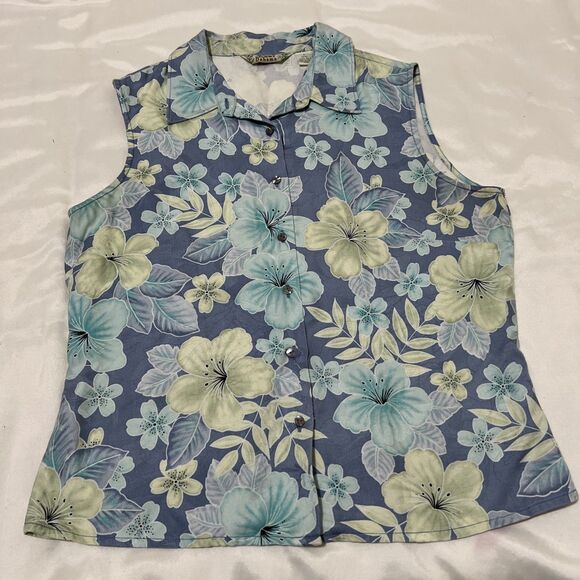 2 Tommy Bahama 100% SILK Sleeveless Hawaiian Shirt Floral Tropical Button S - Picture 10 of 16